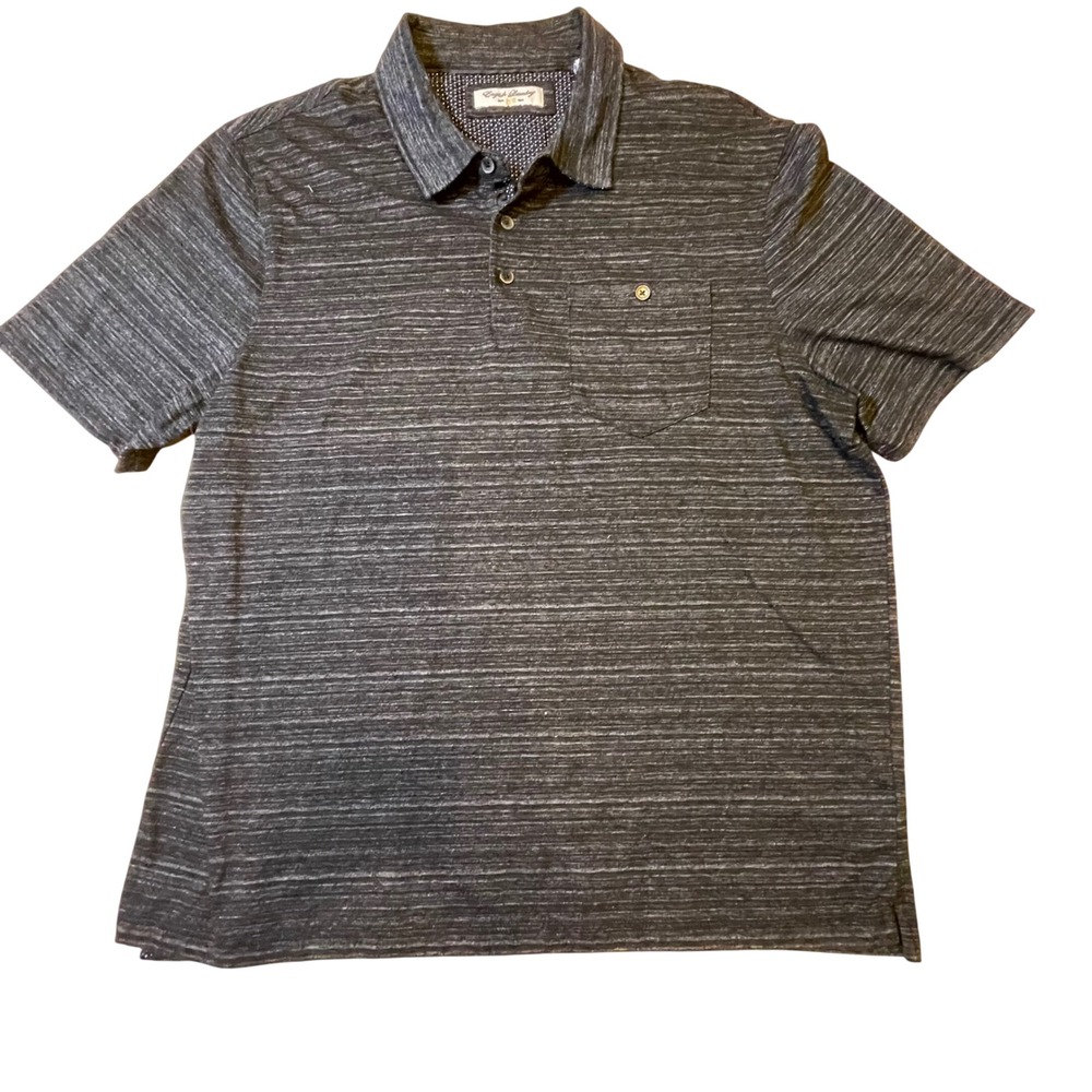 English Laundry Polo Shirt Pocket Heathered Stripe Soft Touch Knit Men's Size XL